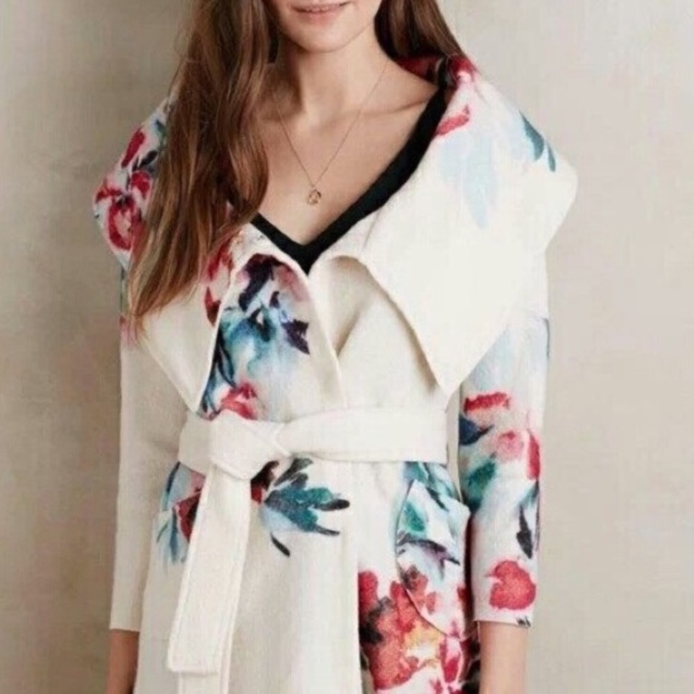 Anthropologie Winter Blossom Boiled Wool Jacket SM